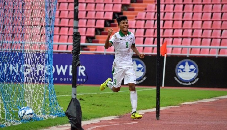 Sutan Zico, Striker Timnas U-16 mencetak gol tunggal dan meloloskan Indonesia ke babak final turnamen Jenesys. (topskor.id)