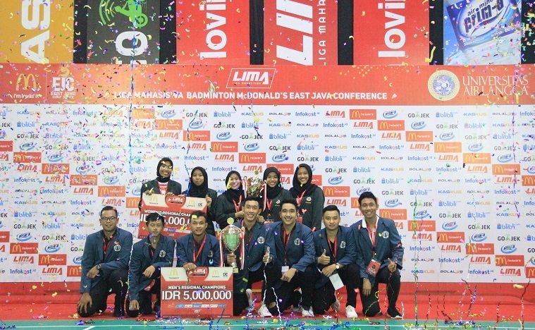 Universitas Islam Negeri Sunan Ampel (UINSA) menjadi tim debutan yang brepestasi di nomor beregu Putri LIMA Badminton: McDonald’s EJC Surabaya Subconference 2018. (LIMA)